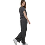 Body Action Wide Leg Pants Graphite Grey Γυναικείo Παντελόνι Σε Ίσια Γραμμή Γκρι