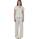 Body Action Wide Leg Pants White Alyssum Παντελόνι Σε Ίσια Γραμμή Εκρού