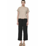 Body Action Natural Dye Slub Beach Crop Pants Black Γυναικείο Παντελόνι Κάπρι Μαύρο