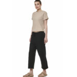 Body Action Natural Dye Slub Beach Crop Pants Black Γυναικείο Παντελόνι Κάπρι Μαύρο