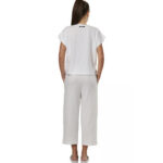 Body Action Natural Dye Slub Beach Crop Pants White Γυναικείο Παντελόνι Κάπρι Λευκό