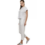 Body Action Natural Dye Slub Beach Crop Pants White Γυναικείο Παντελόνι Κάπρι Λευκό