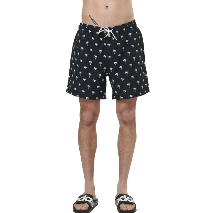 Body Action Crepe Swimming Shorts Black Palm Tree Ανδρικό Μαγιό Μαύρο