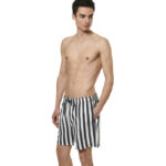 Body Action Crepe Swimming Shorts Ecru Stripes Ανδρικό Μαγιό Ριγέ Μαύρο / Εκρού
