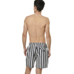 Body Action Crepe Swimming Shorts Ecru Stripes Ανδρικό Μαγιό Ριγέ Μαύρο / Εκρού