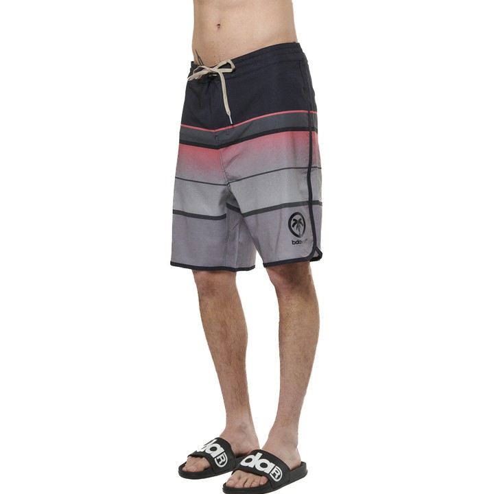 Body Action Board Shorts Black Pink Stripes Ανδρικό Μαγιό Βερμούδα Μαύρο/ Γκρι / Ροζ
