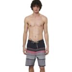 Body Action Board Shorts Black Pink Stripes Ανδρικό Μαγιό Βερμούδα Μαύρο/ Γκρι / Ροζ
