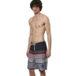 Body Action Board Shorts Black Pink Stripes Ανδρικό Μαγιό Βερμούδα Μαύρο/ Γκρι / Ροζ