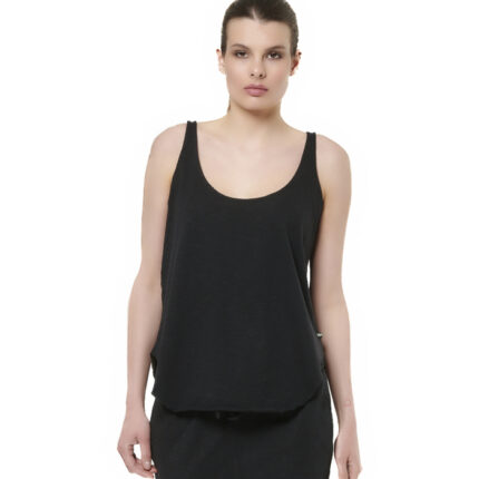 Body Action Natural Dye Slub Tank Top Black Γυναικεία Αμάνικη Μπλούζα Μαύρη