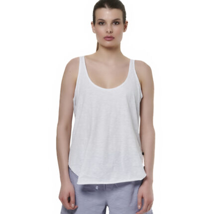Body Action Natural Dye Slub Tank Top White Γυναικεία Αμάνικη Μπλούζα Λευκή