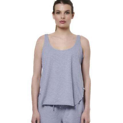 Body Action Natural Dye Slub Tank Top Lavender Blue Γυναικεία Αμάνικη Μπλούζα Μωβ / Σιέλ