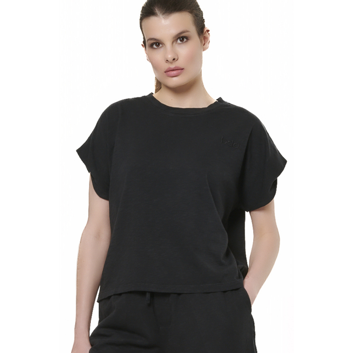 Body Action Natural Dye Slub Sleeveless T-Shirt Black Γυναικείο Κοντομάνικο Μαύρο
