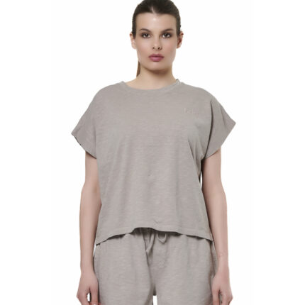 Body Action Natural Dye Slub Sleeveless T-Shirt Clouds Grey Γυναικείο Κοντομάνικο Γκρι