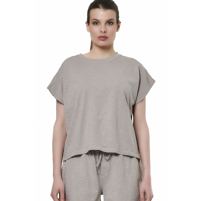 Body Action Natural Dye Slub Sleeveless T-Shirt Clouds Grey Γυναικείο Κοντομάνικο Γκρι