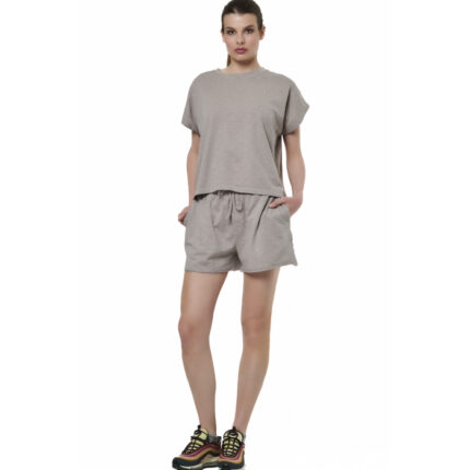 Body Action Natural Dye Slub Sleeveless T-Shirt Clouds Grey Γυναικείο Κοντομάνικο Γκρι