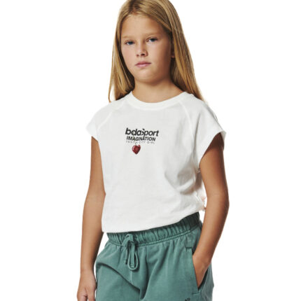 Body Action Raglan Short Sleeves T-Shirt White Alyssum Παιδικό Κοντομάνικο Λευκό