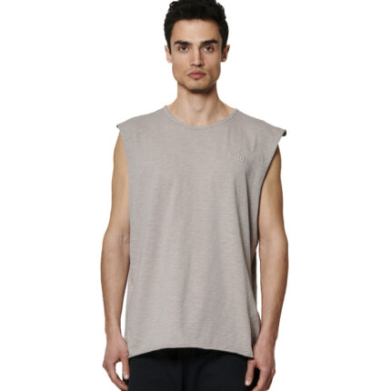 Body Action Natural Dye Slub Sleeveless Tee Clouds Grey Ανδρικό Αμάνικο Γκρι Μπεζ