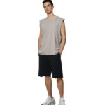 Body Action Natural Dye Slub Sleeveless Tee Clouds Grey Ανδρικό Αμάνικο Γκρι Μπεζ