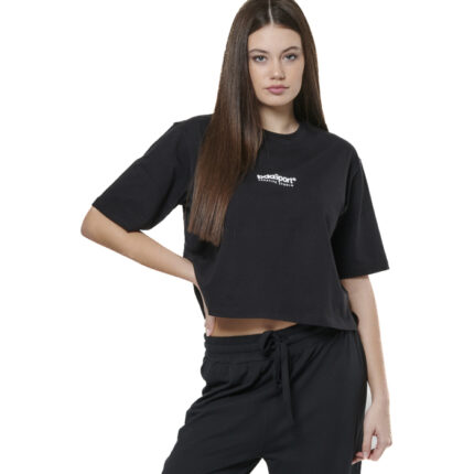 Body Action Relaxed Fit T-Shirt Black Γυναικείο Κοντομάνικο Crop Μαύρο