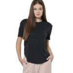 Body Action Modal Blend Raw Cut T-Shirt Black Γυναικείο Κοντομάνικο Μαύρο