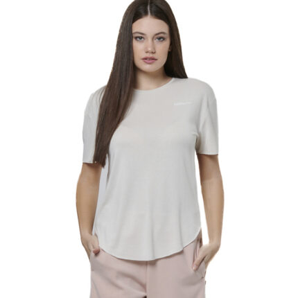 Body Action Modal Blend Raw Cut T-Shirt Salt Ecru Γυναικείο Κοντομάνικο Εκρού