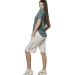 Body Action Modal Blend Raw Cut T-Shirt Pine Green Γυναικείο Κοντομάνικο Βεραμάν