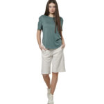 Body Action Modal Blend Raw Cut T-Shirt Pine Green Γυναικείο Κοντομάνικο Βεραμάν