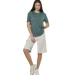 Body Action Modal Blend Raw Cut T-Shirt Pine Green Γυναικείο Κοντομάνικο Βεραμάν