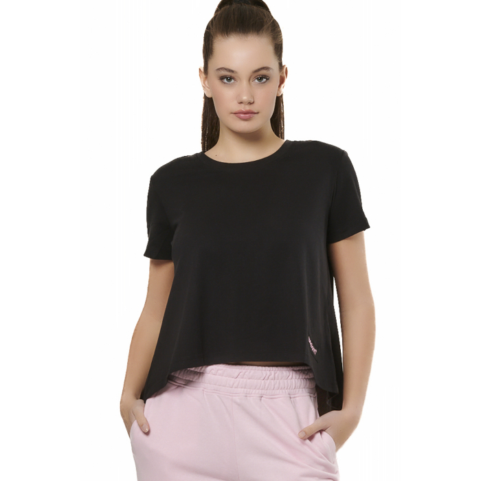 Body Action Crossover Top Black Γυναικείο Κοντομάνικο Μαύρο