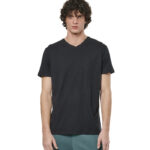 Body Action V-Neck T-Shirt Black Ανδρικό Κοντομάνικο Μαύρο