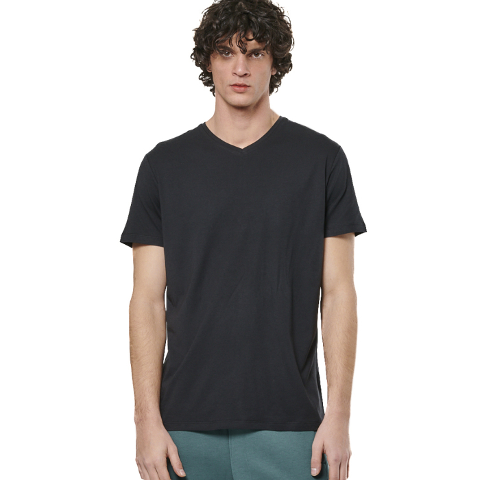 Body Action V-Neck T-Shirt Black Ανδρικό Κοντομάνικο Μαύρο