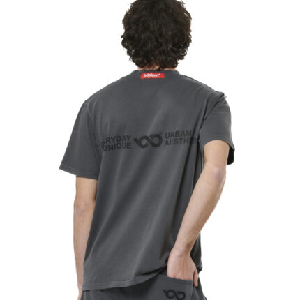 Body Action Natural Dye Oversized T-Shirt Charcoal Grey Ανδρικό Κοντομάνικο Γκρι