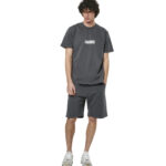 Body Action Natural Dye Oversized T-Shirt Charcoal Grey Ανδρικό Κοντομάνικο Γκρι