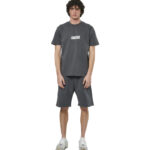 Body Action Natural Dye Oversized T-Shirt Charcoal Grey Ανδρικό Κοντομάνικο Γκρι