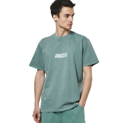 Body Action Natural Dye Oversized T-Shirt Charcoal Grey Ανδρικό Κοντομάνικο Πράσινο