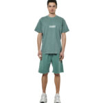 Body Action Natural Dye Oversized T-Shirt Charcoal Grey Ανδρικό Κοντομάνικο Πράσινο