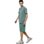 Body Action Natural Dye Oversized T-Shirt Charcoal Grey Ανδρικό Κοντομάνικο Πράσινο