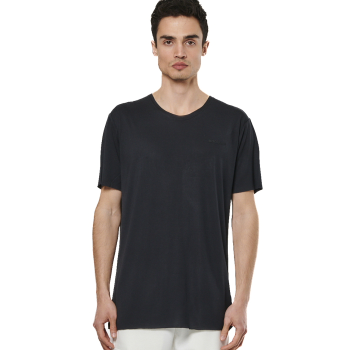 Body Action Modal Blend Raw Cut T-Shirt Black Ανδρικό Κοντομάνικο Μαύρο