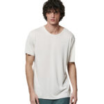 Body Action Modal Blend Raw Cut T-Shirt Salt Ecru Ανδρικό Κοντομάνικο Εκρού