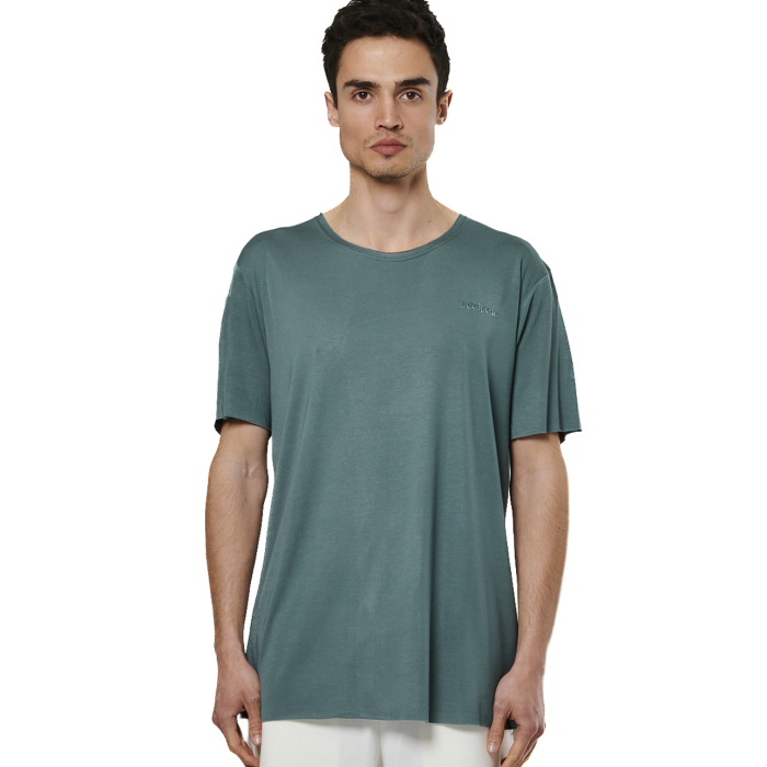 Body Action Modal Blend Raw Cut T-Shirt Pine Green Ανδρικό Κοντομάνικο Βεραμάν