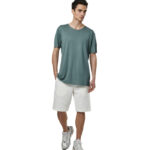 Body Action Modal Blend Raw Cut T-Shirt Pine Green Ανδρικό Κοντομάνικο Βεραμάν