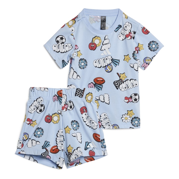 adidas Seasonal Essentials Fun Allover Print Set Kids Βρεφικό Σετ Σιελ