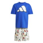 adidas Seasonal Essentials Fun Tee Set Kids Παιδικό Σετ Μπλε / Λευκό