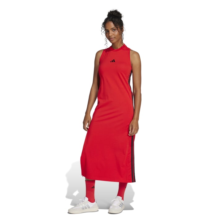 adidas Essentials 3-Stripes Long Racerback Dress Γυναικείο Φόρεμα Κόκκινο