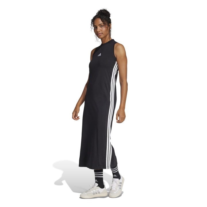 adidas Essentials 3-Stripes Long Racerback Dress Γυναικείο Φόρεμα Μαύρο