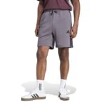 adidas Essential 3-Stripes French Terry Shorts Ανδρική Βερμούδα Σορτς Γκρι / Μωβ