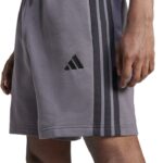 adidas Essential 3-Stripes French Terry Shorts Ανδρική Βερμούδα Σορτς Γκρι / Μωβ
