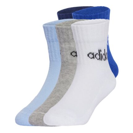 adidas Linear Ankle Socks 5 Pairs Kids Παιδικές Κάλτσες Μπλε / Σιελ / Navy / Γκρι / Λευκές