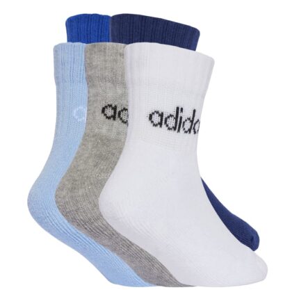 adidas Linear Ankle Socks 5 Pairs Kids Παιδικές Κάλτσες Μπλε / Σιελ / Navy / Γκρι / Λευκές