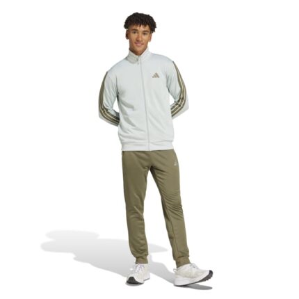adidas Sportswear Basic 3-Stripes French Terry Track Suit Ανδρικό Σετ Φόρμας Βεραμάν / Λαδί